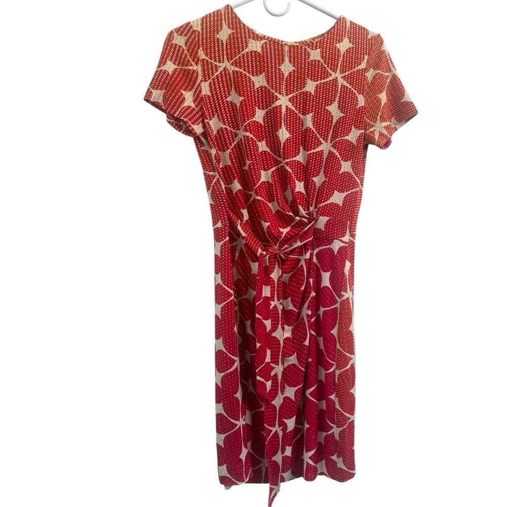 Diane von Furstenberg Zoe Silk Dress 6 Geometric Tie Waist 100 Silk Designer